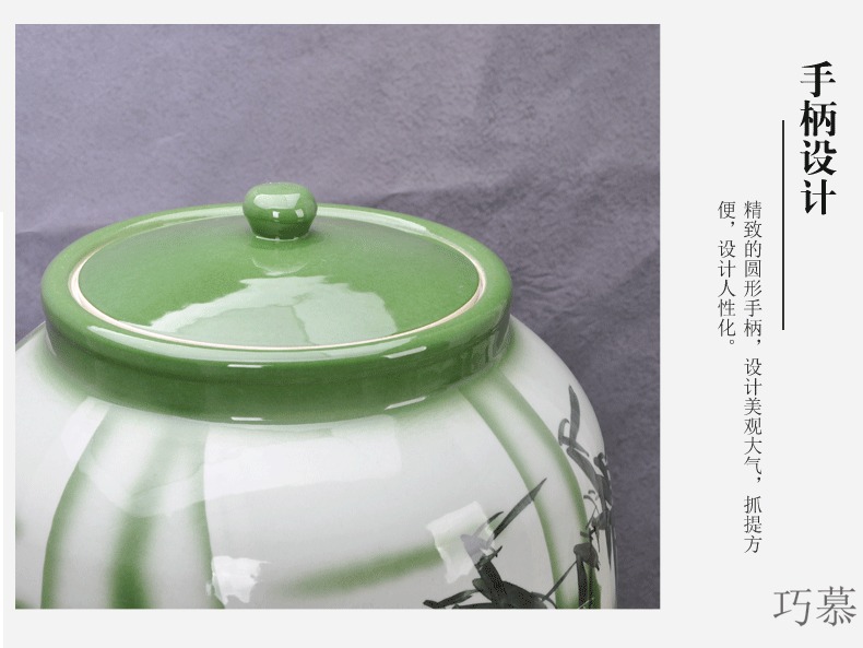 Qiao mu jingdezhen ceramic the packed tea cake ricer box water tanks of oil cylinder cylinder barrel rice jar with cover seal storage tank is moistureproof