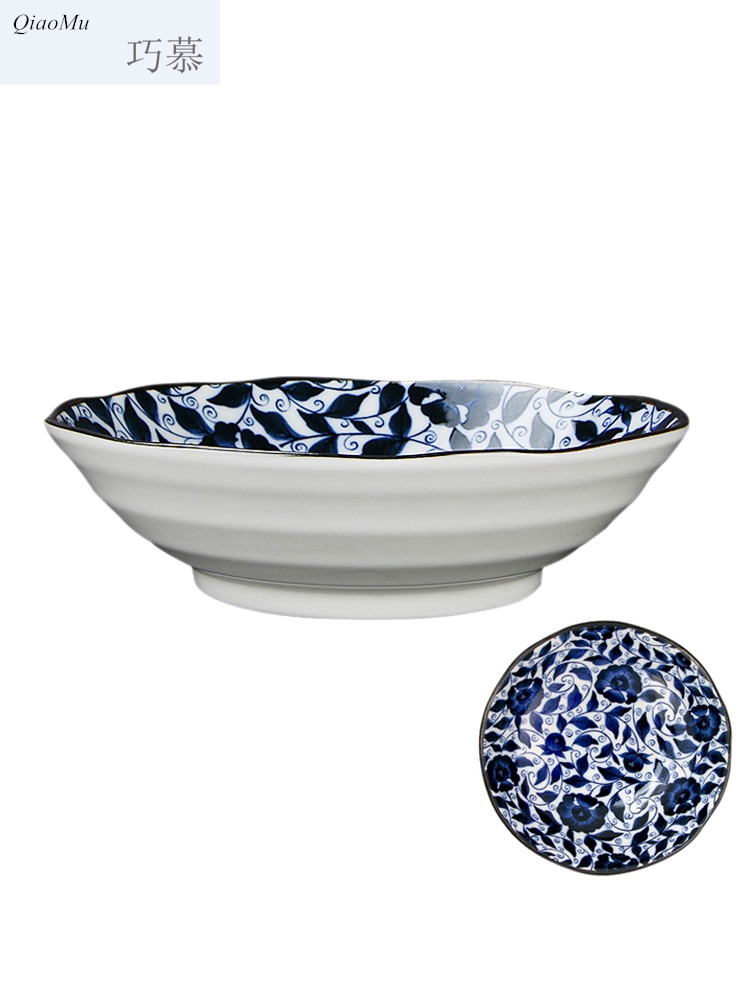 Qiao mu ceramic plates snacks Japanese cold snack plate creative dish fruit cake plate household deep dish