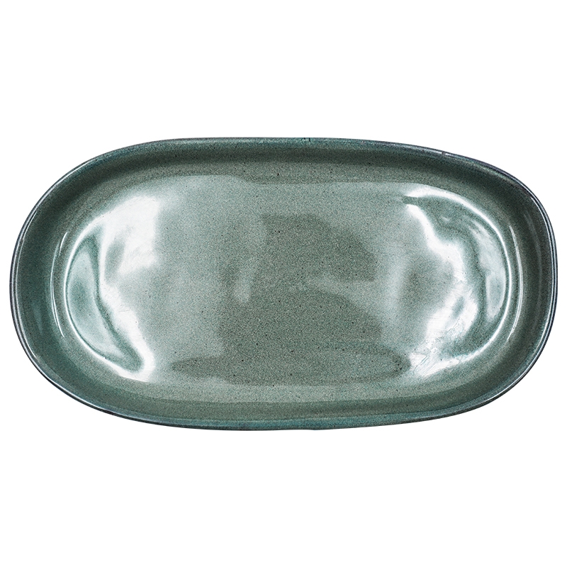 Qiao mu DY green manual strip plate of coarse pottery irregular flat dish dish fish dish fruit bowl shallow restoring ancient ways
