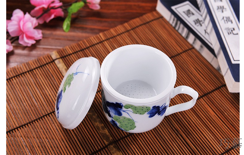 Qiao mu CMK jingdezhen pure hand - made ceramic cups with cover filter glass cup and ms office cup