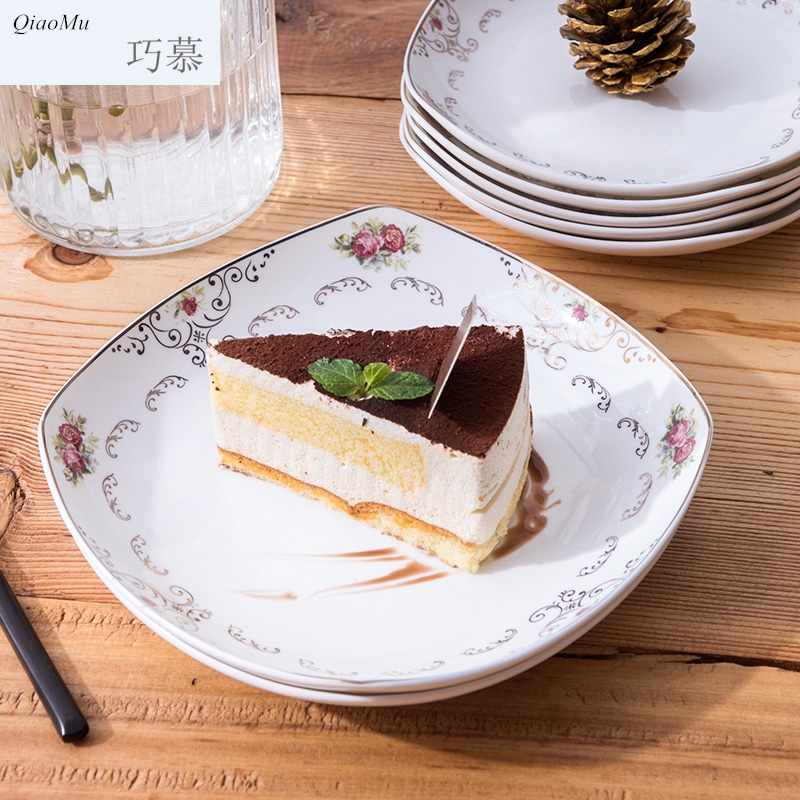 Qiao longed for Chinese ceramic tableware suit large soup bowl home fashion creative jobs plate microwave salad bowl