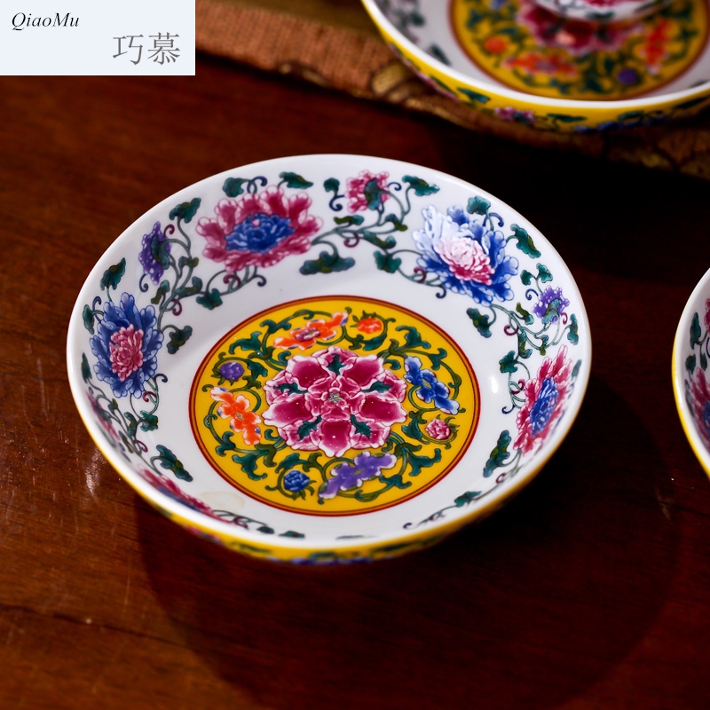 Qiao mu powder enamel paint cup tea sample tea cup jingdezhen ceramic checking porcelain British red European coffee cups