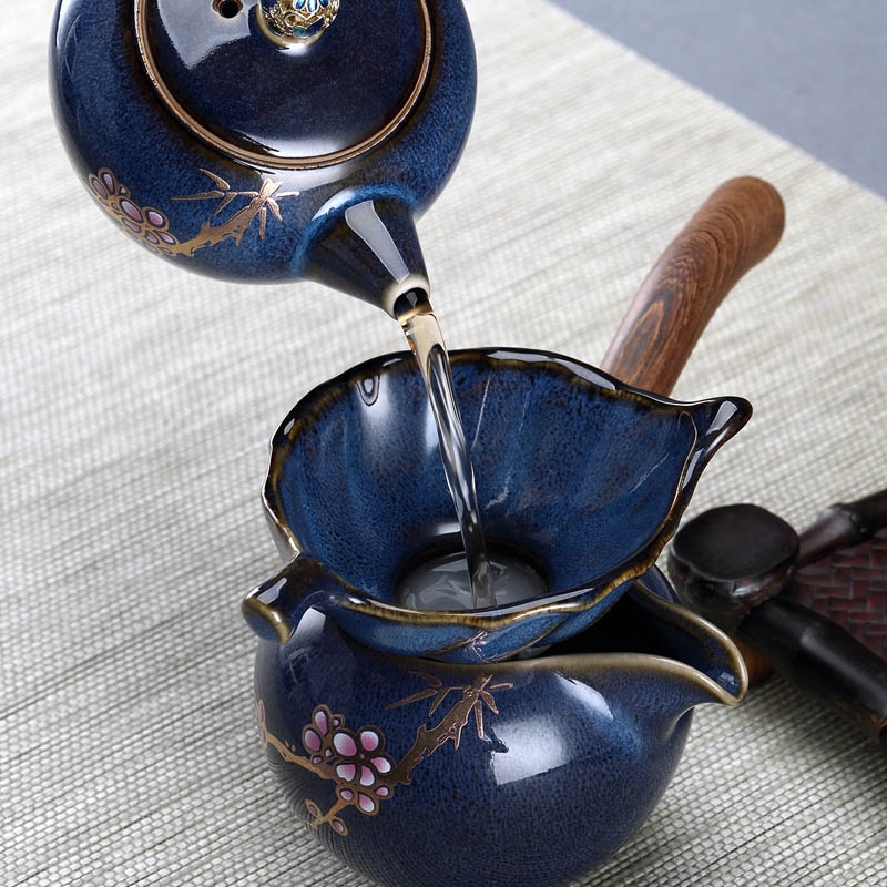 Qiao longed for a whole set of Taiwan FengZi ceramic tea cup side the household contracted teapot kung fu tea tureen