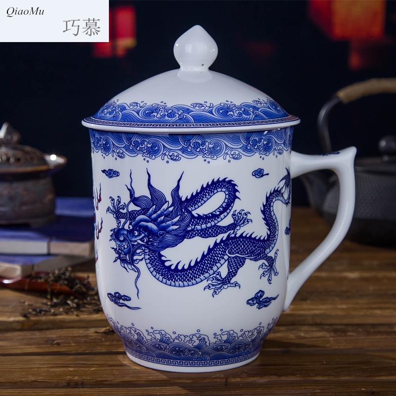 Qiao mu jingdezhen ceramics with cover large guest use office boss cup tea cup