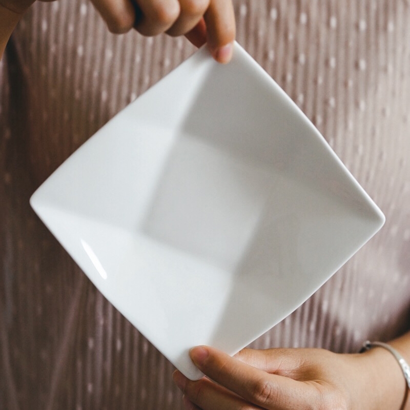 Qiao mu LH square small dab of ipads porcelain ceramic snack plate side plate of the creative and practical household pure white contracted