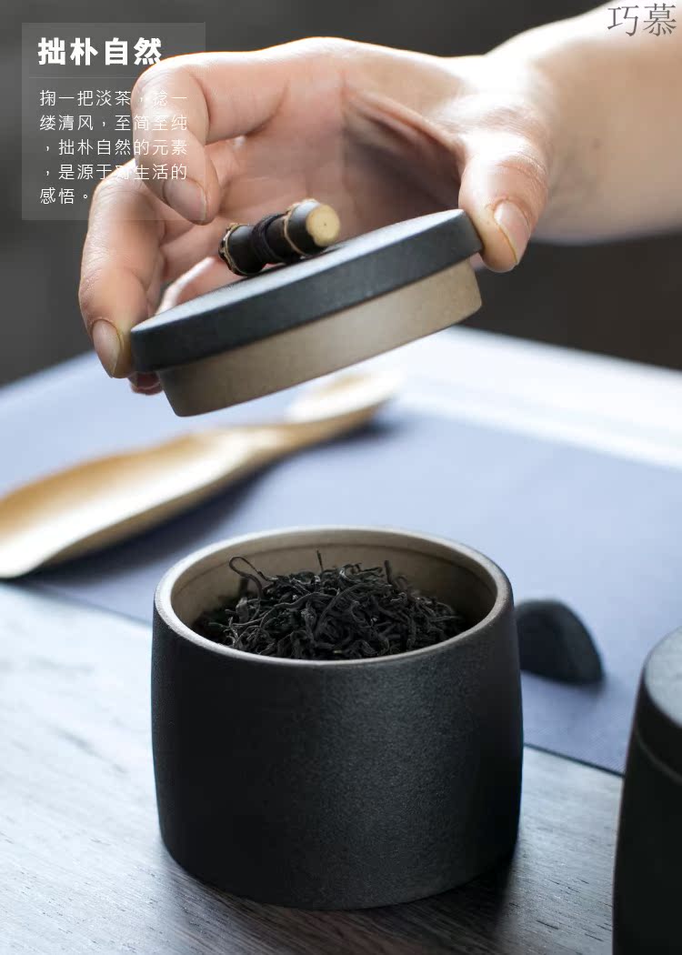 Longed for restoring ancient ways opportunely contracted coarse ceramic ink in jiangnan mountain tea caddy fixings warehouse small manual storage jar ideas