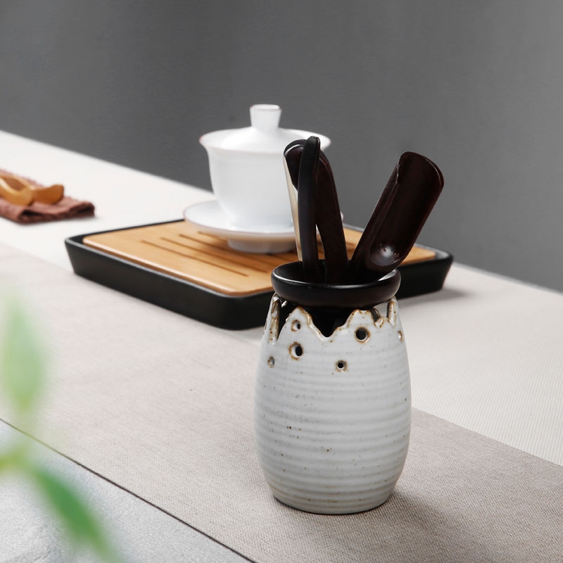 Qiao mu tea set tea six gentleman ebony wood coarse pottery kung fu tea tea tea tray accessories