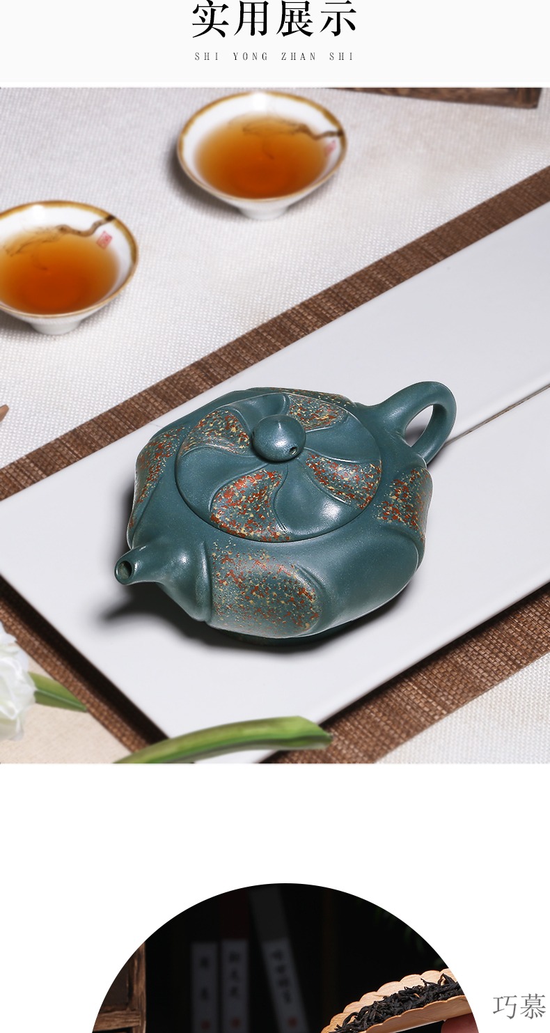 Qiao mu HM 【 】 famous yixing it pure manual undressed ore green dot color eight side of the republic of China and exquisite teapot tea