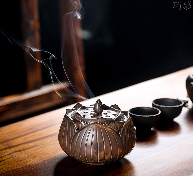 Qiao mu ceramic aroma stove censer archaize indoor ta home plate present tea accessories for Buddha