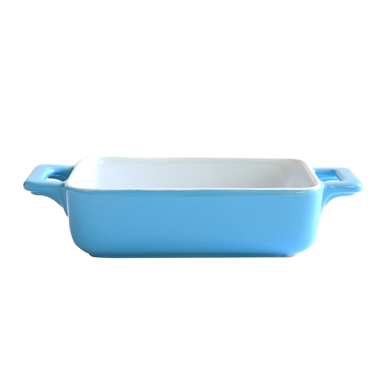 Qiao mu CDW Japanese candy color ceramic ears home baking bowl, lovely baking pan baked FanPan rainbow such use W - 33