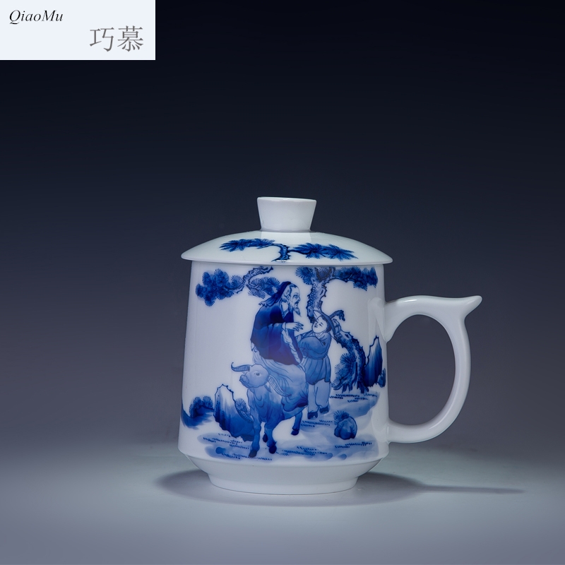 Qiao mu ceramic cups of jingdezhen blue and white porcelain cups porcelain cup office ceramic cup