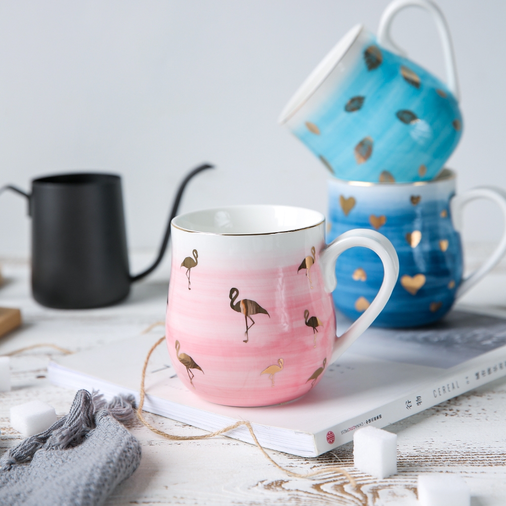 Qiao mu CDW Nordic breakfast cup home coloring change ceramic keller cup coffee cup large - capacity water cup B - 135