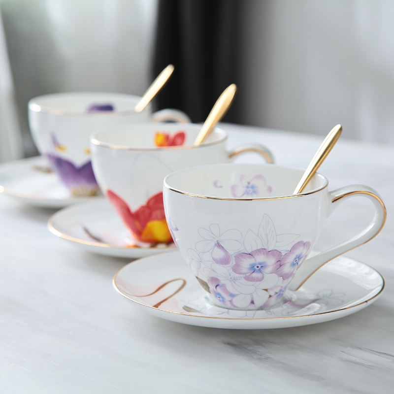 Qiao mu coffee cup suit small European - style key-2 luxury ceramic creative household English afternoon tea tea set flower tea cups