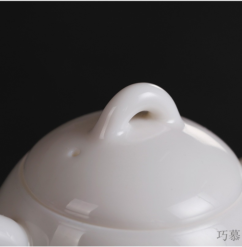 Qiao mu PMZ dehua white pot of little teapot kung fu tea set ceramic mini small pure white porcelain beauty hand put the pot
