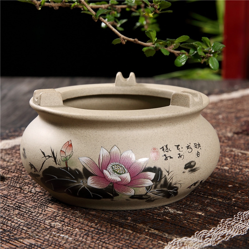 Qiao mu QGZ home office coarse pottery big bedroom ceramic ashtray ashtray sitting room tea table creative restoring ancient ways