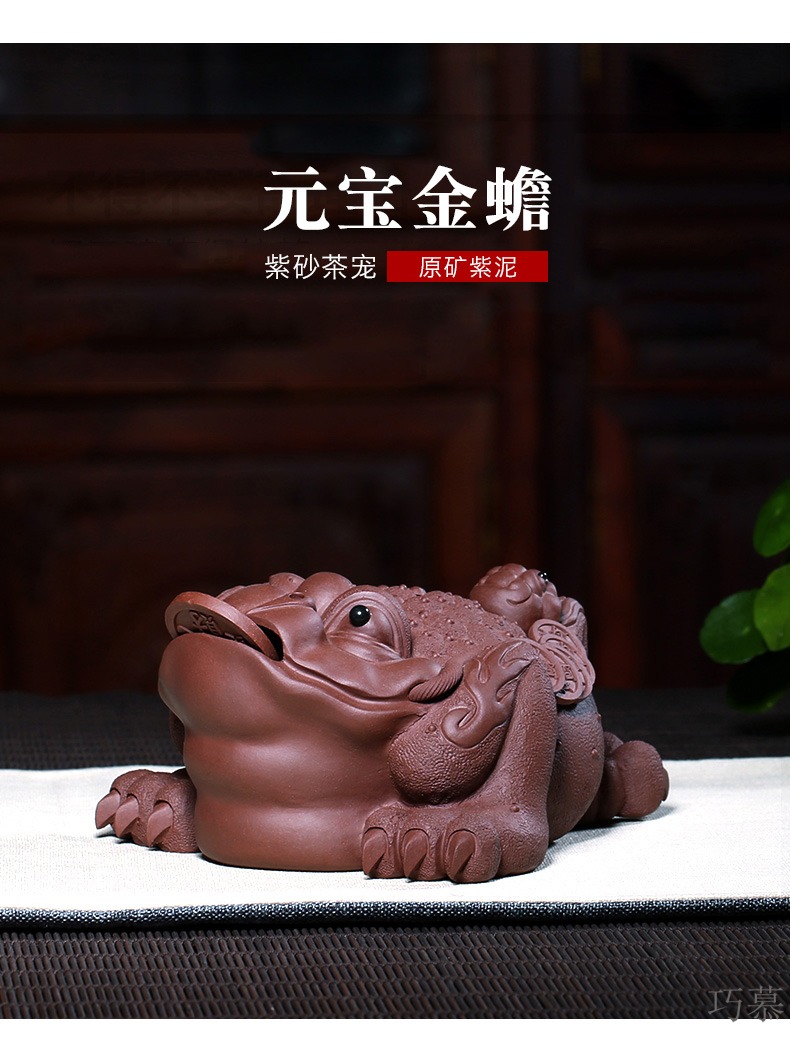 Qiao mu YH yixing pure purple clay by hand medium all three pure toad purple sand tea pets play tea tea set furnishing articles