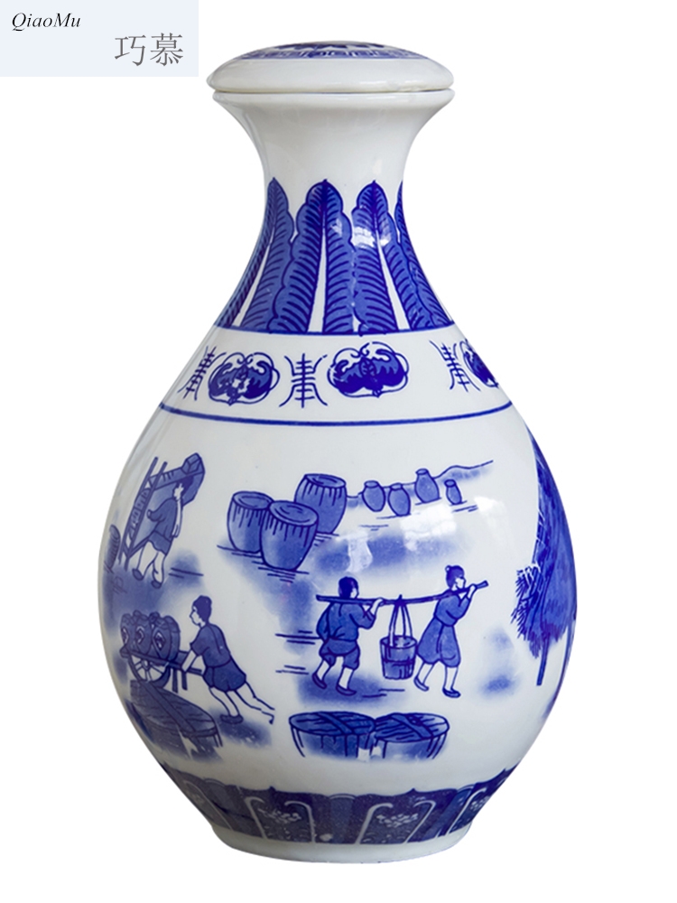 Qiao mu ceramic bottle is empty bottles of archaize 1 catty 2 jins 5 jins of household seal pot liquor small jar