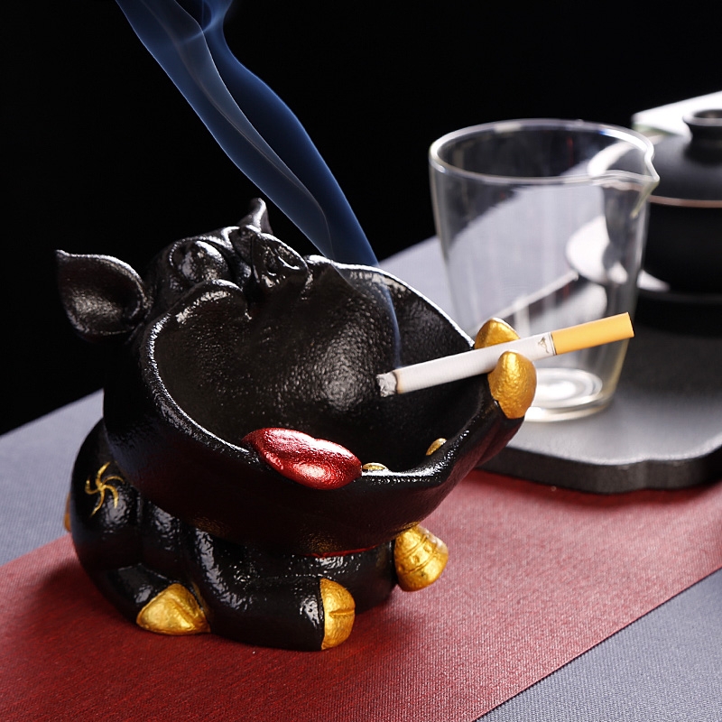 Qiao mu PMZ household coarse pottery man ashtray ceramic creative move interest home sitting room large ash tray
