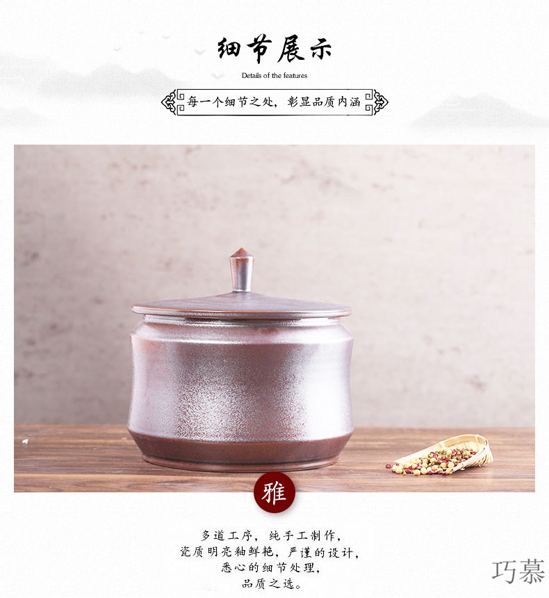 Qiao mu ceramics with cover ricer box meter box storage storage insect - resistant preservation ricer box meter box storage barrel of flour of bread dry container