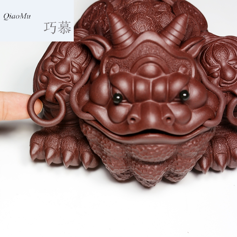 Qiao mu QD violet arenaceous spittor plutus three - legged bonanza pet furnishing articles all checking quality cattle toad yixing tea to tea