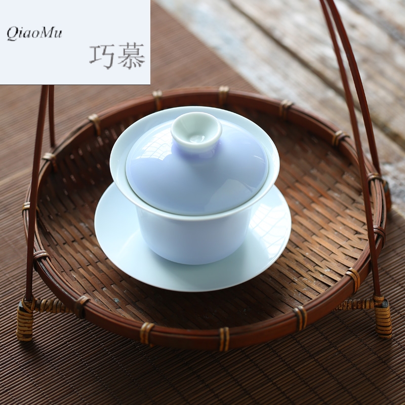 Qiao mu color glaze tureen jingdezhen ceramic cups kung fu tea set three to make tea cup large S11038