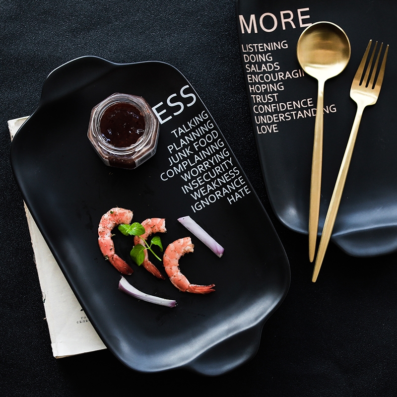 Qiao longed for the Nordic idea inferior smooth English ear plate ceramic plate household dish fish dish dish dish tray is steak