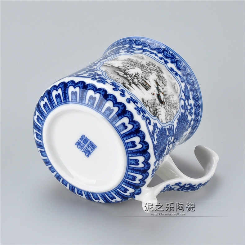 Qiao mu jingdezhen ceramic water filter tea cup office cup four cups with cover plate with a good