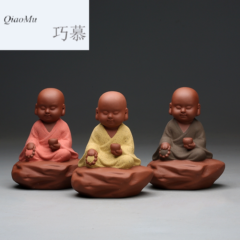 Qiao mu miniature violet arenaceous meditation the young monk tea pet furnishing articles creative home monk tea can keep S06043