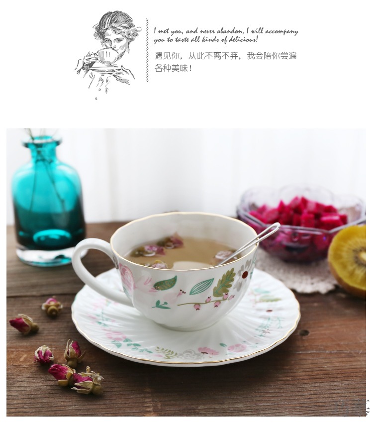 Qiao mu European high ipads porcelain fine ceramic coffee cups and saucers suit small broken flower of rural wind English afternoon tea cups