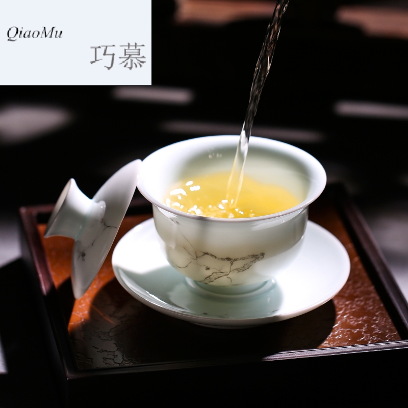 Qiao mu three just tureen jingdezhen ceramic cups kung fu tea set large three just a cup of tea to use