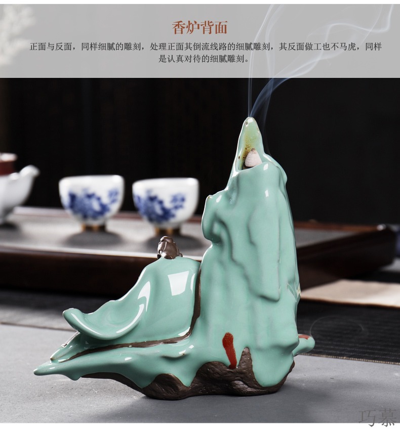 Qiao mu back the elder brother of the censer longquan up open a piece of home furnishing articles with head of ceramic incense buner household adornment substance