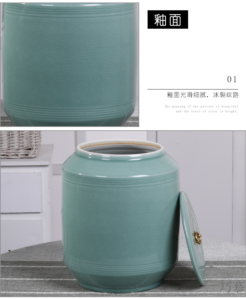 Qiao mu 20 jins with jingdezhen ceramic barrel ricer box with cover tank with cover cylinder storage tank tea cake cylinder seal