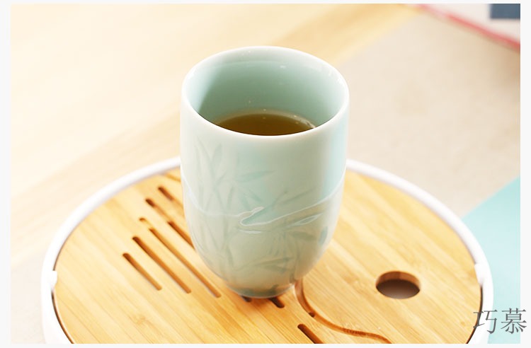 Qiao mu SU longquan celadon ceramic tea cup tea sets office cup tea cup business a cup of water glass box