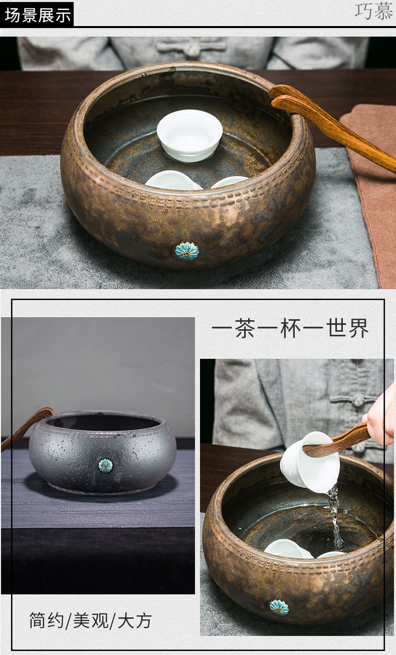 Qiao mu landscape ceramic cloisonne in hot tea to wash to large water jar barrels writing brush washer to use kung fu tea accessories