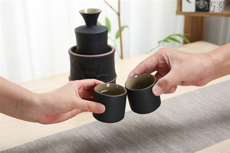 Qiao mu ceramic temperature wine pot black he its drank wine suits for coarse pottery wine glass with points a small handleless wine cup small household porcelain