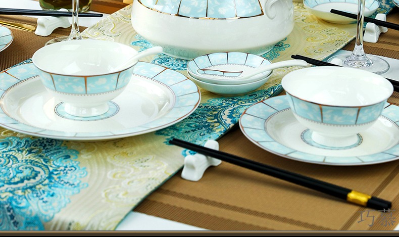 Qiao mu dishes suit household ipads porcelain of jingdezhen ceramics tableware dishes bowls to eat bowl chopsticks combination