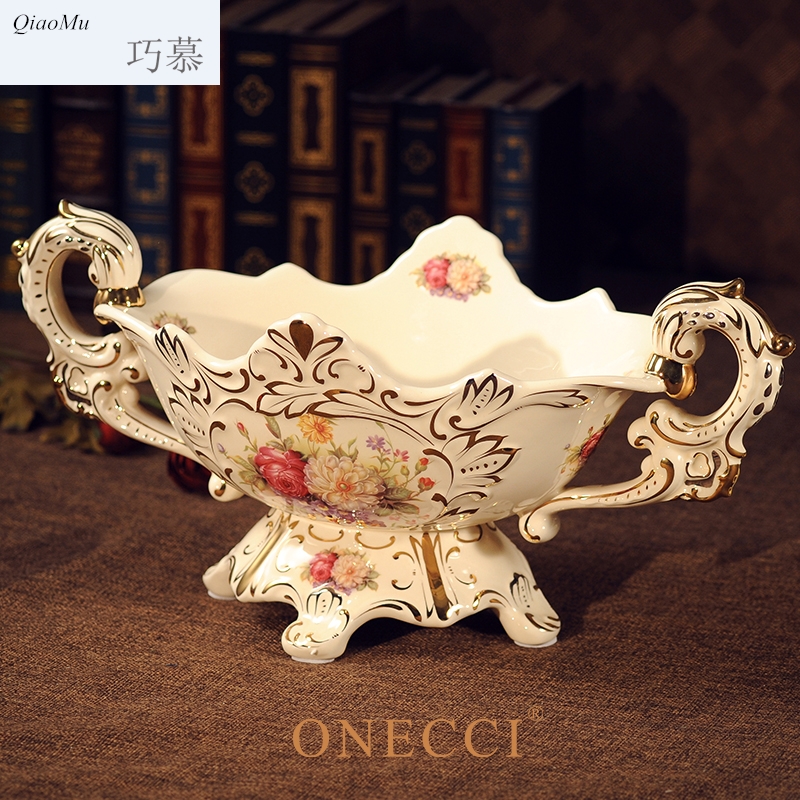 Qiao mu new ceramic fruit bowl European - style compote fashion creative palace restoring ancient ways of fruit bowl of dried fruit tray package mail