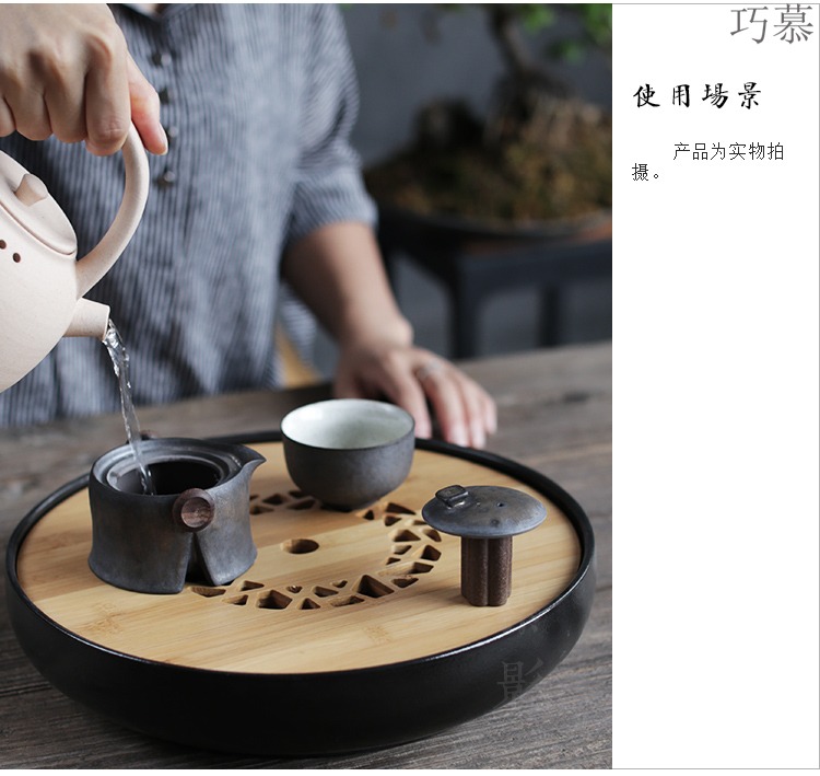 Qiao mu creative cover set coarse pottery vertical lid restoring ancient ways is the put value frame kung fu tea accessories quincuncial piles pillar cover