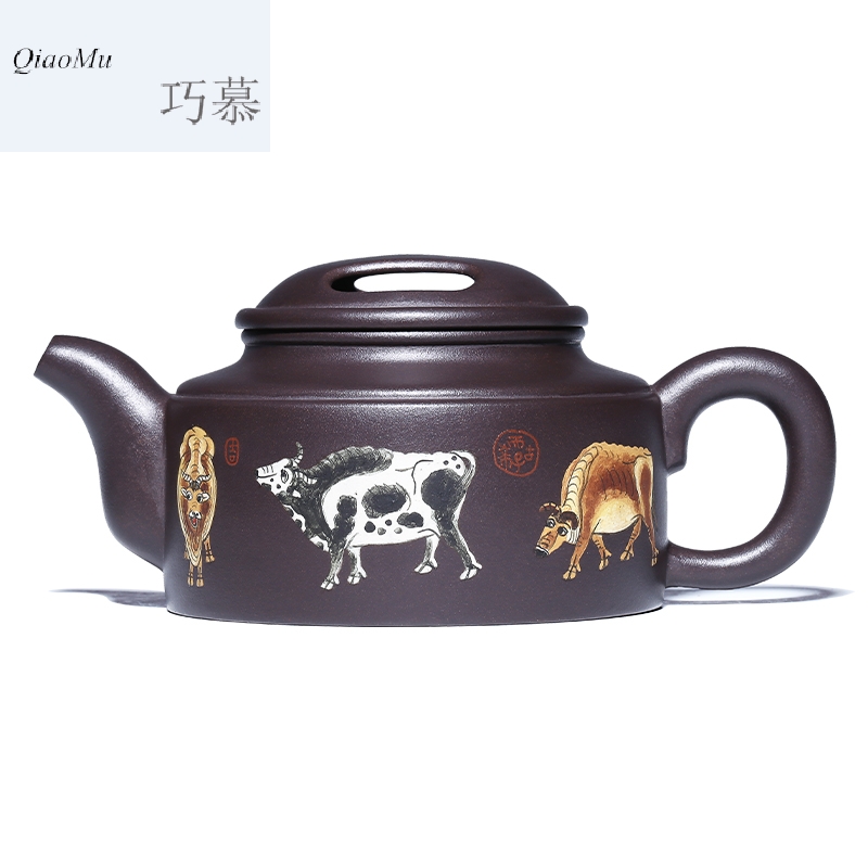 Qiao mu HM yixing ores are it by pure manual ores WuNiu old purple clay pot of kung fu tea tea set