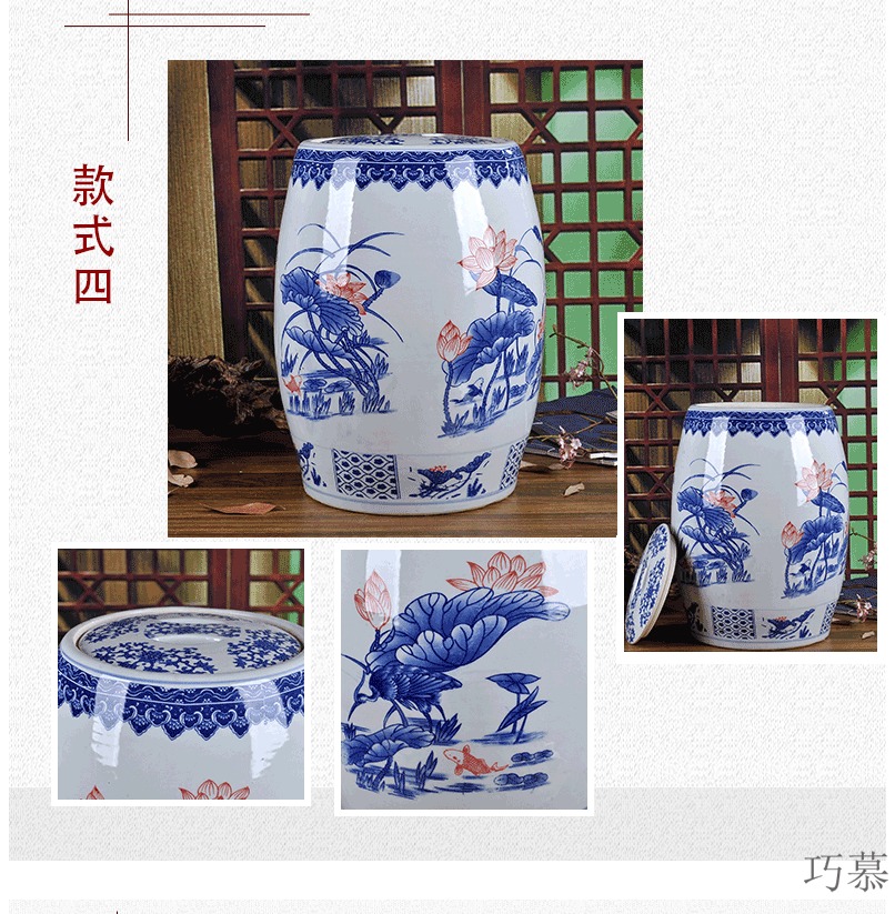 Qiao mu jingdezhen ceramic barrel rice bucket 50 jins home 20 jins storage bins with cover sealing insect - resistant moistureproof