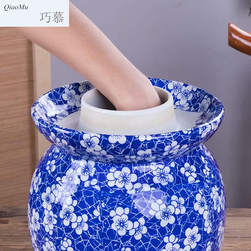 Qiao mu jingdezhen ceramic pickle jar sealed storage cylinder manually salted duck egg jar pickles pickle jar