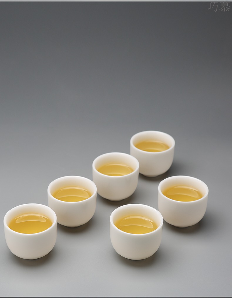 Qiao mu of jingdezhen tea service suit household contracted suet jade porcelain kung fu tea ware ceramic cups small cups