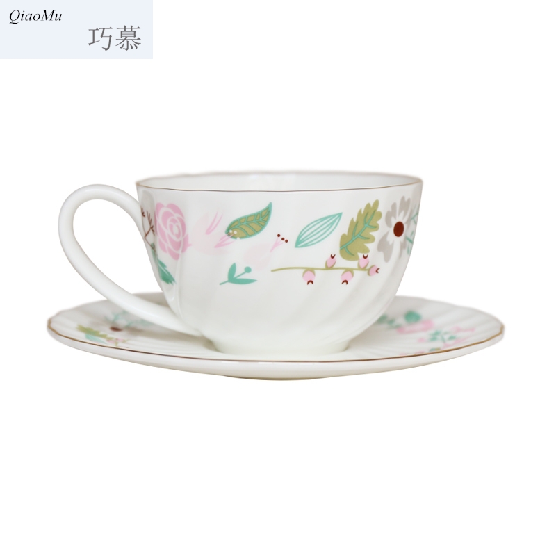 Qiao mu European high ipads porcelain fine ceramic coffee cups and saucers suit small broken flower of rural wind English afternoon tea cups