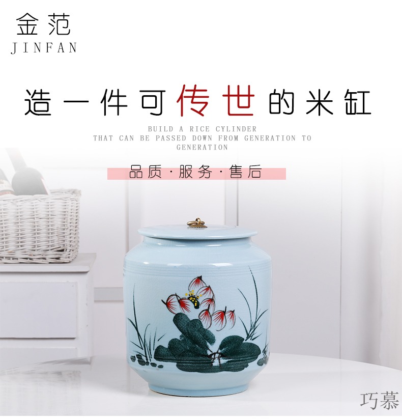 Longed for jingdezhen ceramic ice to crack the home opportunely/barrel of flour storage box cylinder barrel rice moisture storage