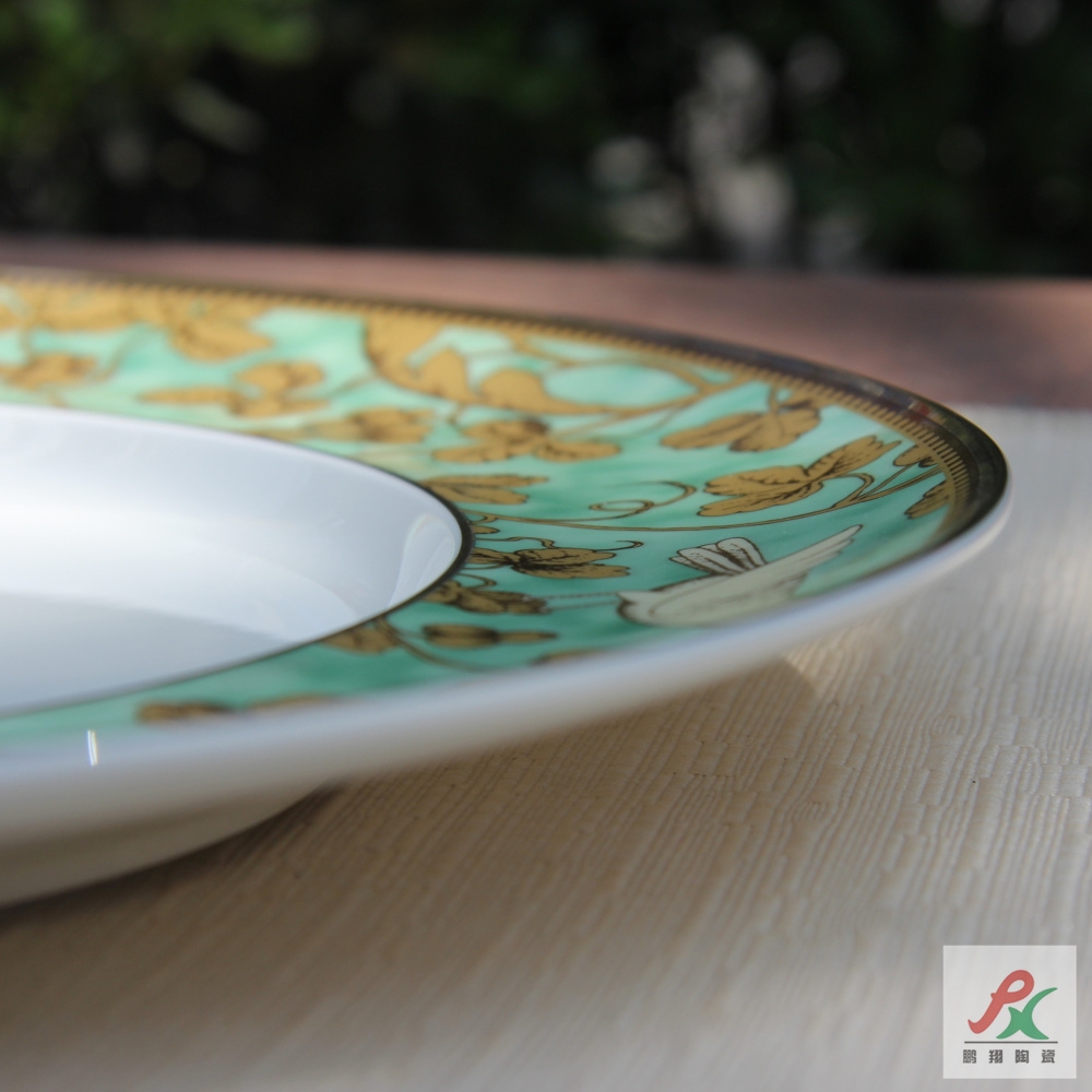 Qiao mu tangshan ipads China green language of England 11 "flat beefsteak ceramic tableware up phnom penh dish plate of the main plate
