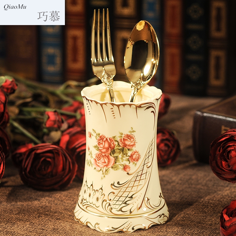 Household utensils to receive qiao mu chopsticks tube drop box shelf European creative ceramic chopsticks chopsticks box chopsticks basket in the kitchen