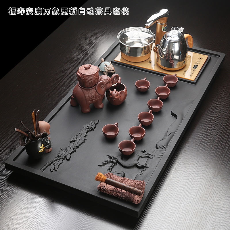 Longed for a whole piece of large - sized sharply opportunely stone tea tray automatic violet arenaceous household kung fu tea set a complete set of tea