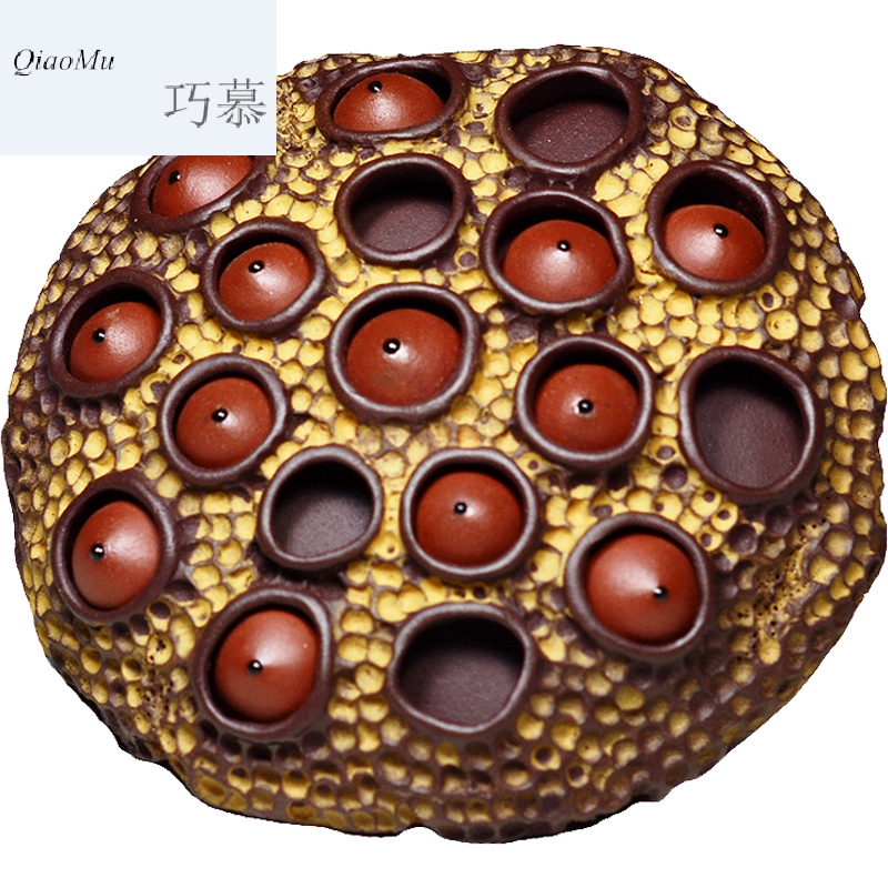 Qiao mu QD yixing purple sand tea pets play manual realistic mini frog lotus seed dry lotus its tea tea tray