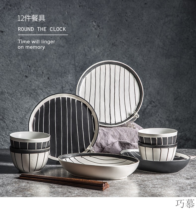 Qiam longed for home opportunely creative ceramic Korean Chinese bowl dishes chopsticks kitchen set tableware gift sets