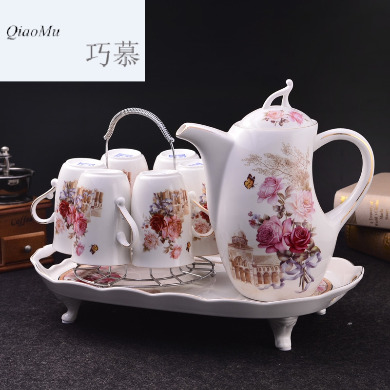 Qiao mu sitting room cool cold water bottle with water in a cup suit ceramic household six European tea set has a complete set of water